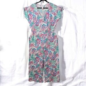 Stella Parker Collection Jumpsuit Floral Print Drawstring Waist Woman Large Boho